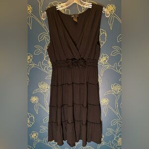 GRACE DRESSES popover surplice TIERED rayon MIDI black XL